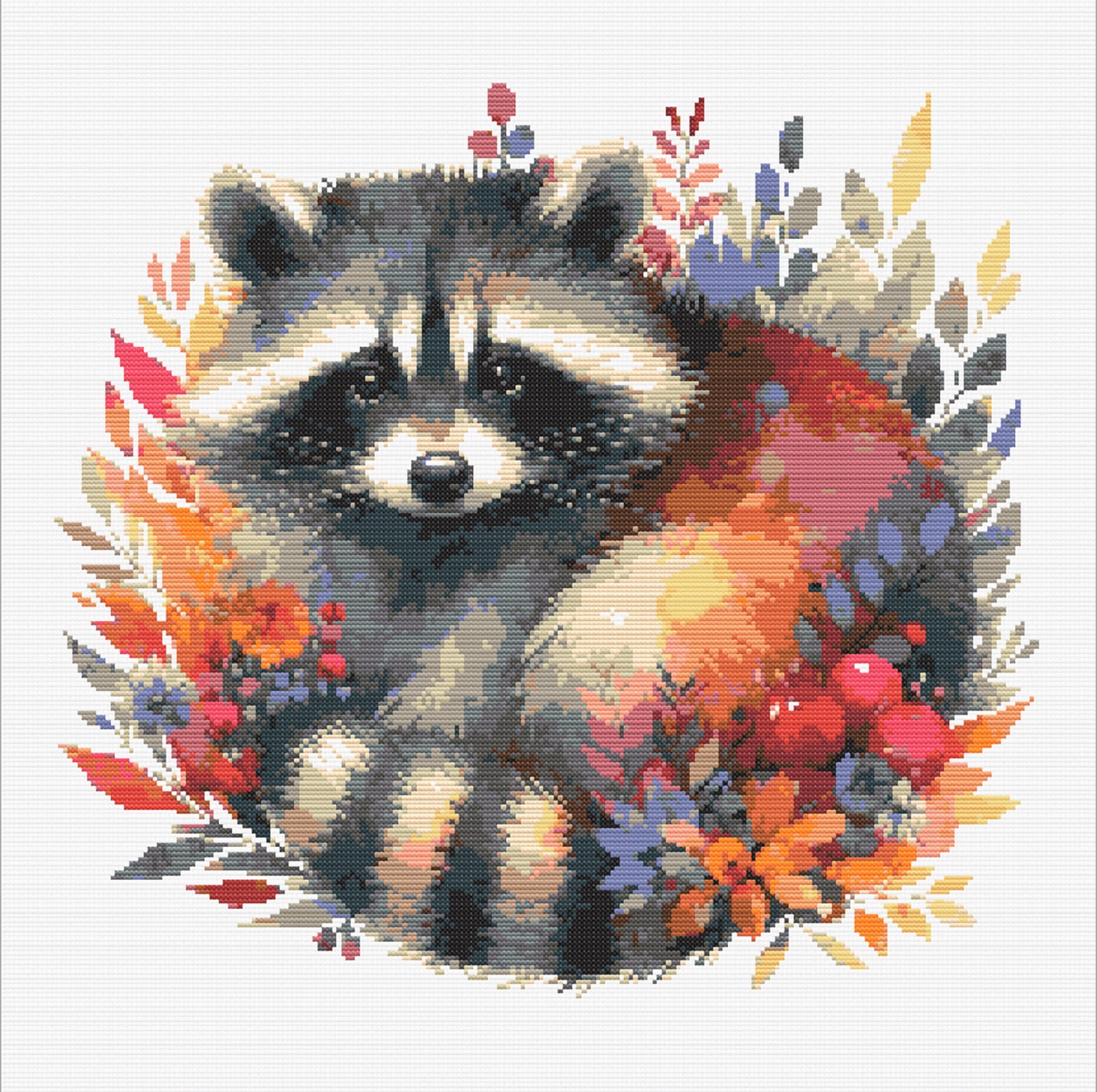 Fall Raccoon Patterns Enchanted Autumn Raccoon Cross Stitch Pattern: Animal Embroidery (PDF ...