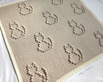 DIGITAL PATTERN - The Cat Nap Blanket - Crochet Cat Blanket Pattern Crochet Cat Pattern Crochet Pattern Cat Blanket Bobble Blanket Pattern