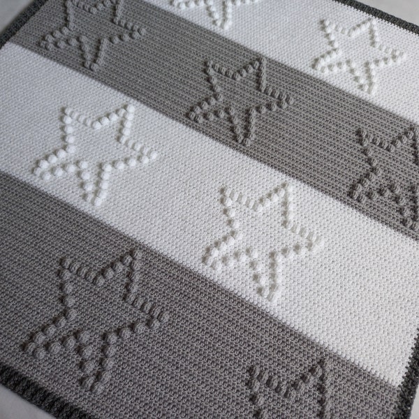 DIGITAL PATTERN - Wish Upon a Star Blanket - Crochet bobble star blanket pattern