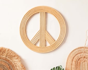 Rattan Peace Zeichen für Kinderzimmer Wanddekoration, Neutral Kinder Schlafzimmer Dekor, Boho Regal Dekoration