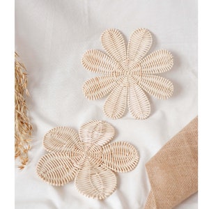 Rattan Blumen-Wand-Dekor-Set, Daisy Rattan Kinderzimmer Wand Dekor, Boho Rattan Kinderzimmer Dekor, Kinderzimmer Regal Dekor Mädchen, natürliche Baby-Dekor