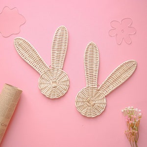 Boho Rattan Nursery Decor Set 2, Bunny Nursery Wall Decor, Boho Beach Nursery Decor, Toddler Girl Room Accessories, Baby Boy Room Decor Toys