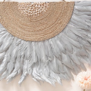 Juju Hat Wall Decor, Juju Feather Wall Decor, Boho Beach House Decor, Boho Bedroom Wall Decor, Decoration Above Bed, Sea Shell Wall Decor