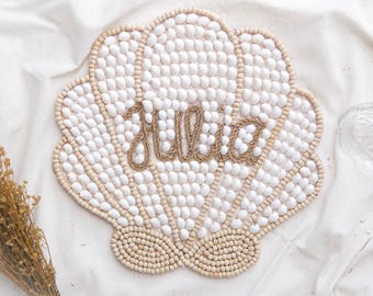 Sea Shell Wall Decor, Personalized Mermaid Nursery Name Sign, Boho Nursery Wall Decor, Under The Sea Girls Nursery Decor, Nautical Kids Room