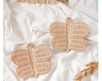 Rattan Butterlfy Wall Decor Set, Rattan Nursery Wall Decor, Buttterfly Kids Decor, Boho Girl Nursery Decor, Birthday Party Decor Kids