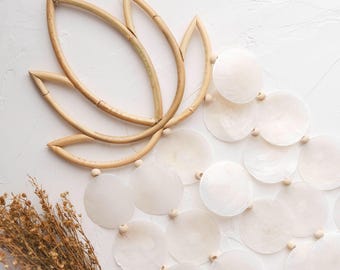 White Capiz Seashell Wind Chime for Boho Coastal Beach House