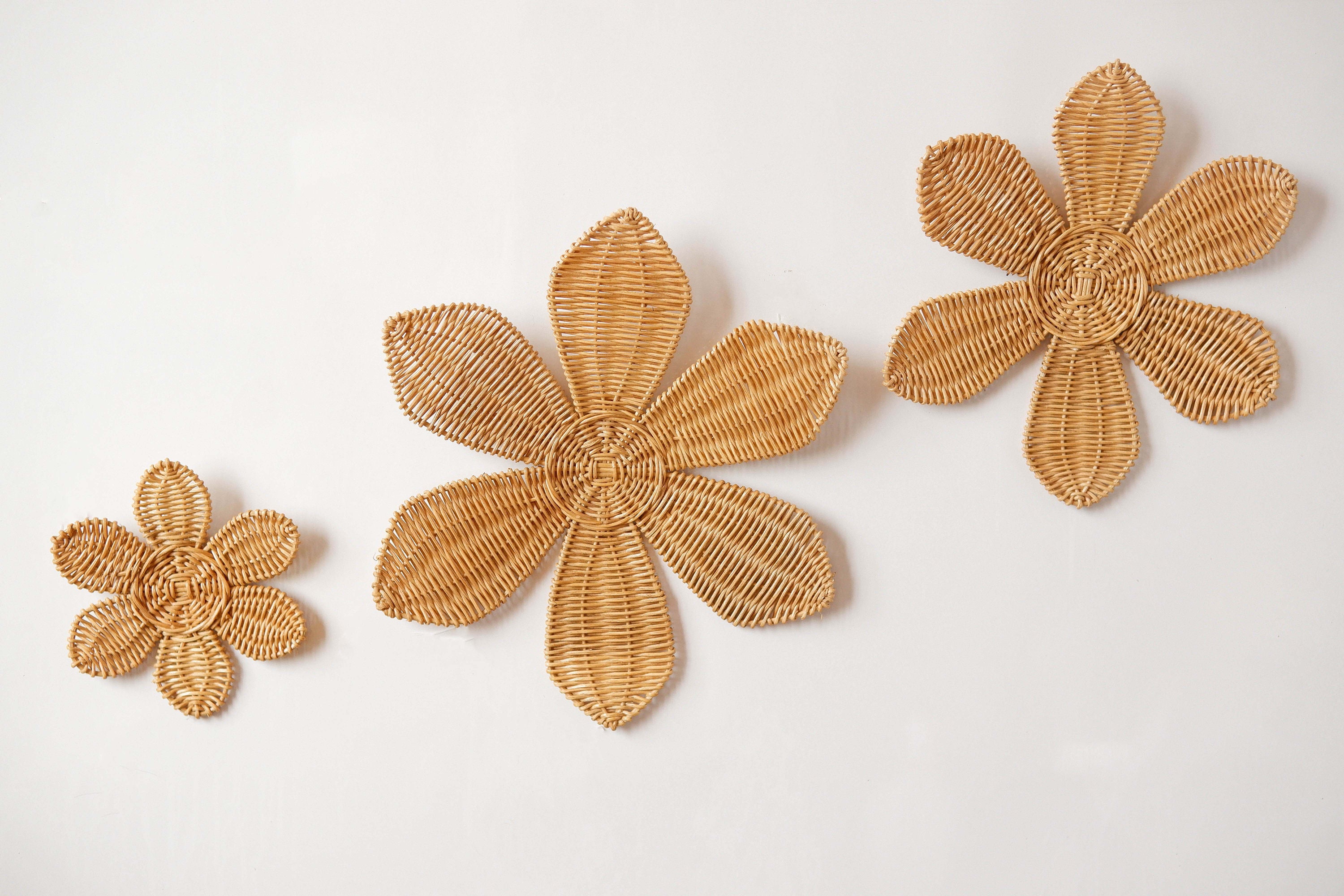 Rattan Flower Wall Decor Set of 3 Rattan Daisy Wall Decor - Etsy