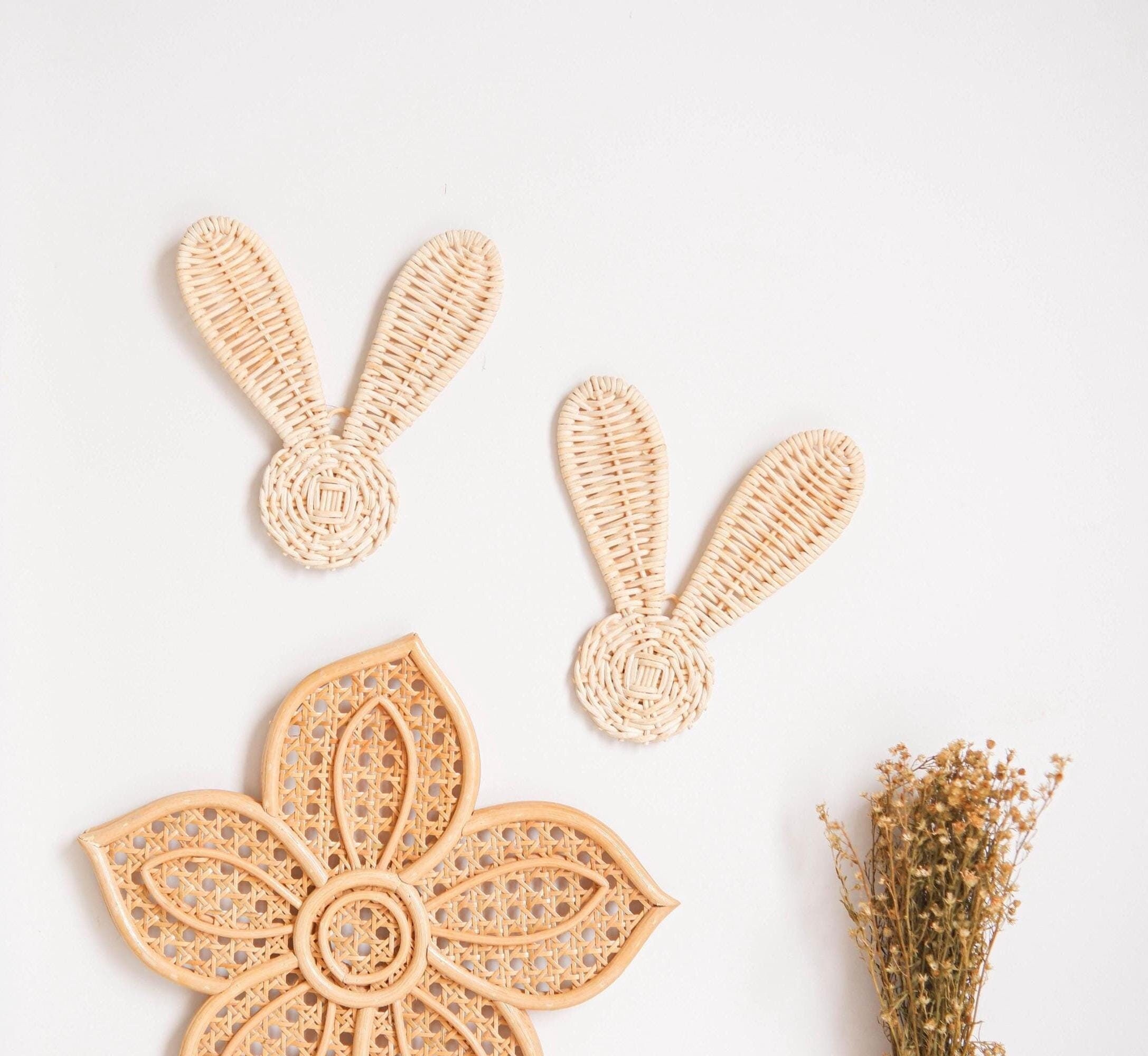 Rattan Bunny Decor Set 2, Boho Rattan Nursery Decor, Bunny Nursery ...