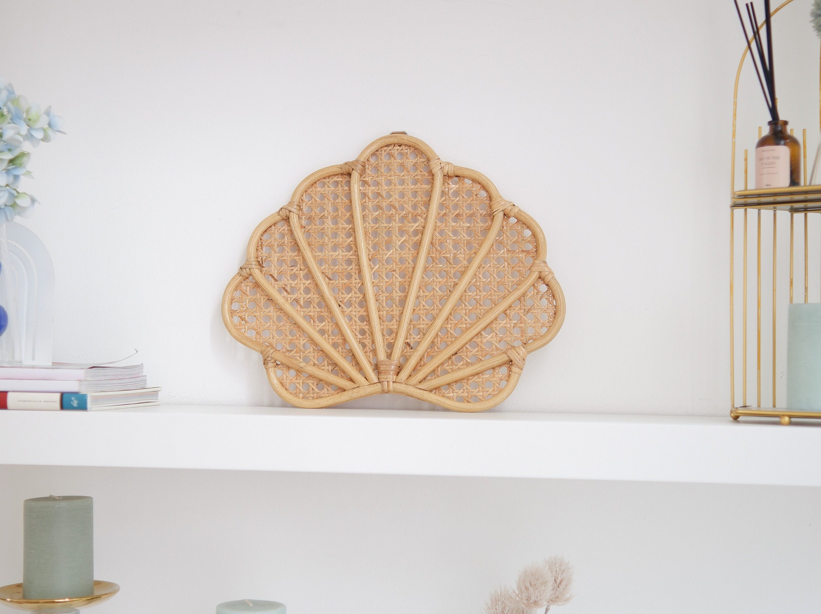 Decorative Rattan Shell Rattan Seashell Wall Decor, Boho Rattan Nursery Decor, Shell Nursery ...