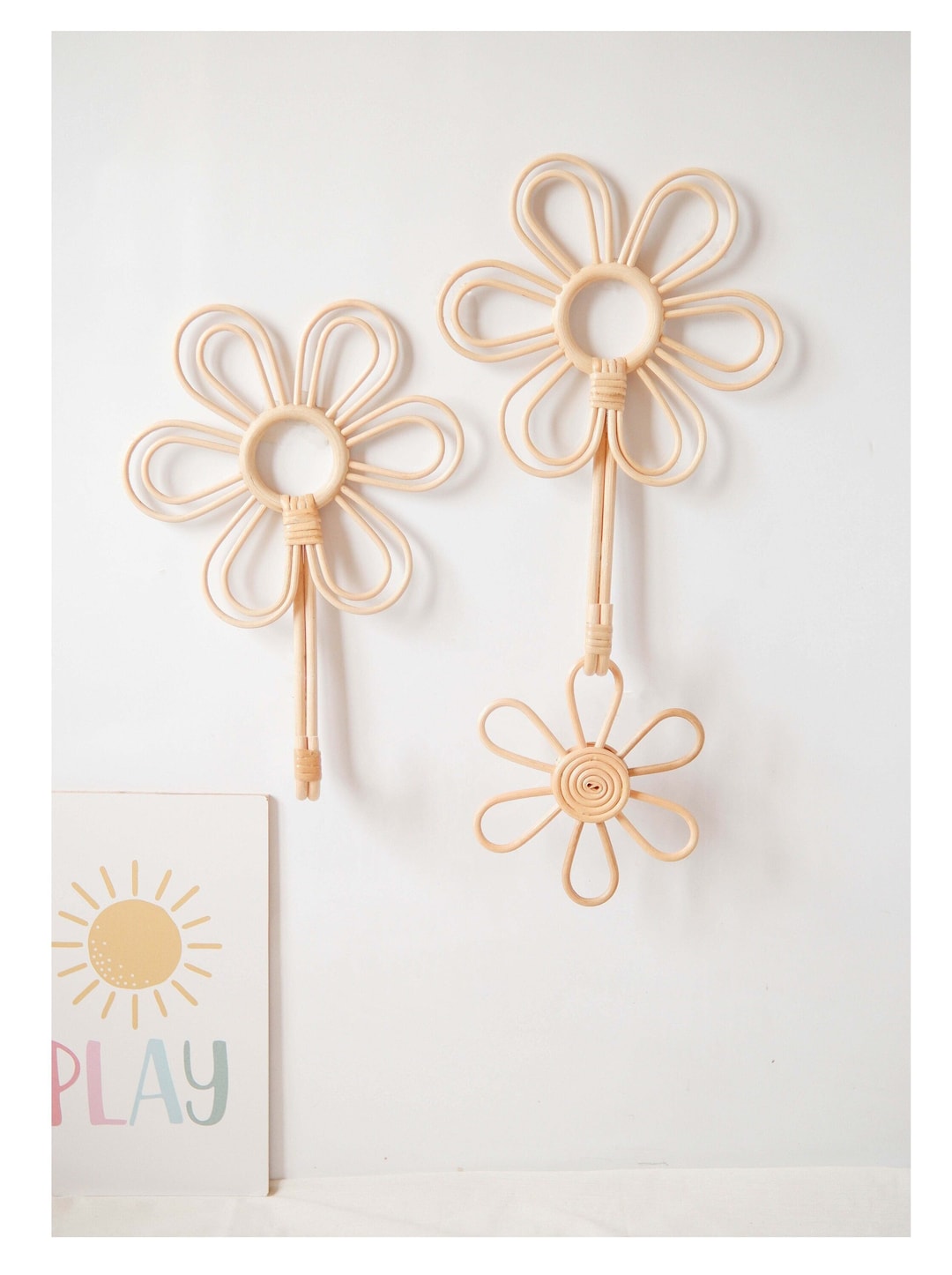 Rattan Flower Wall Hook, Rattan Nursery Wall Decor, Daisy Rattan Wall  Hanger, Rattan Boho Decor, Rattan Palyroom Decor, Chrismas Decoration