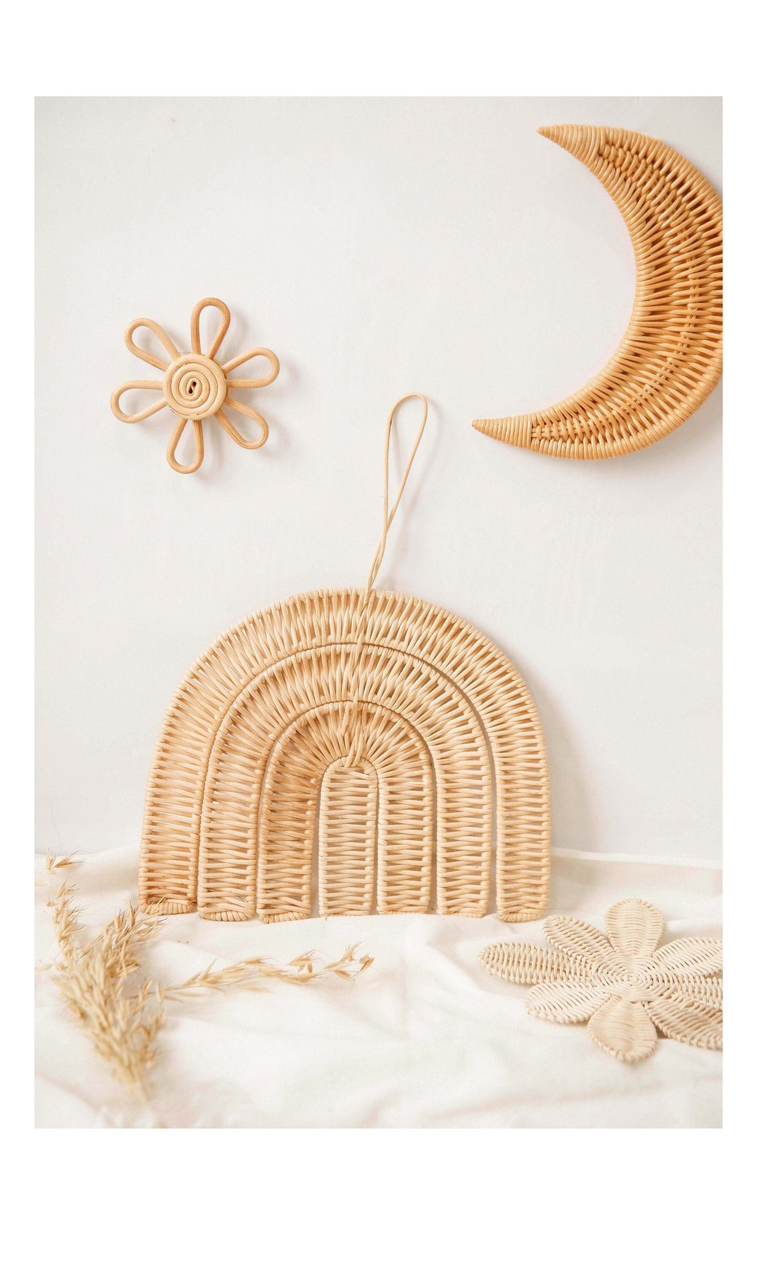 Rattan Rainbow Wall Decor, Rattan Rainbow Nursery Wall Decor, Boho