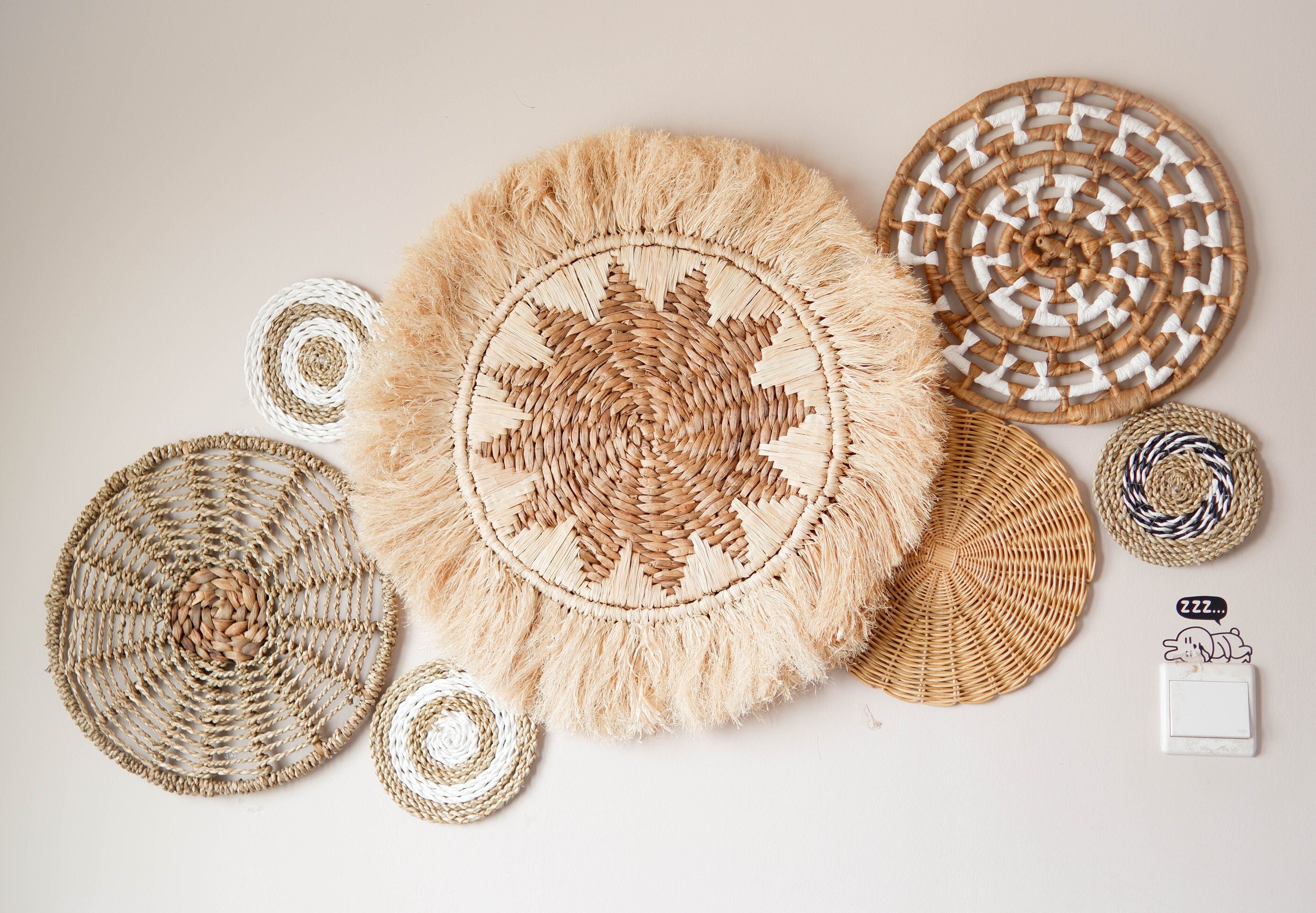 Seagrass Basket Wall Decor, Water Hyacinth Basket Wall Decor, Boho