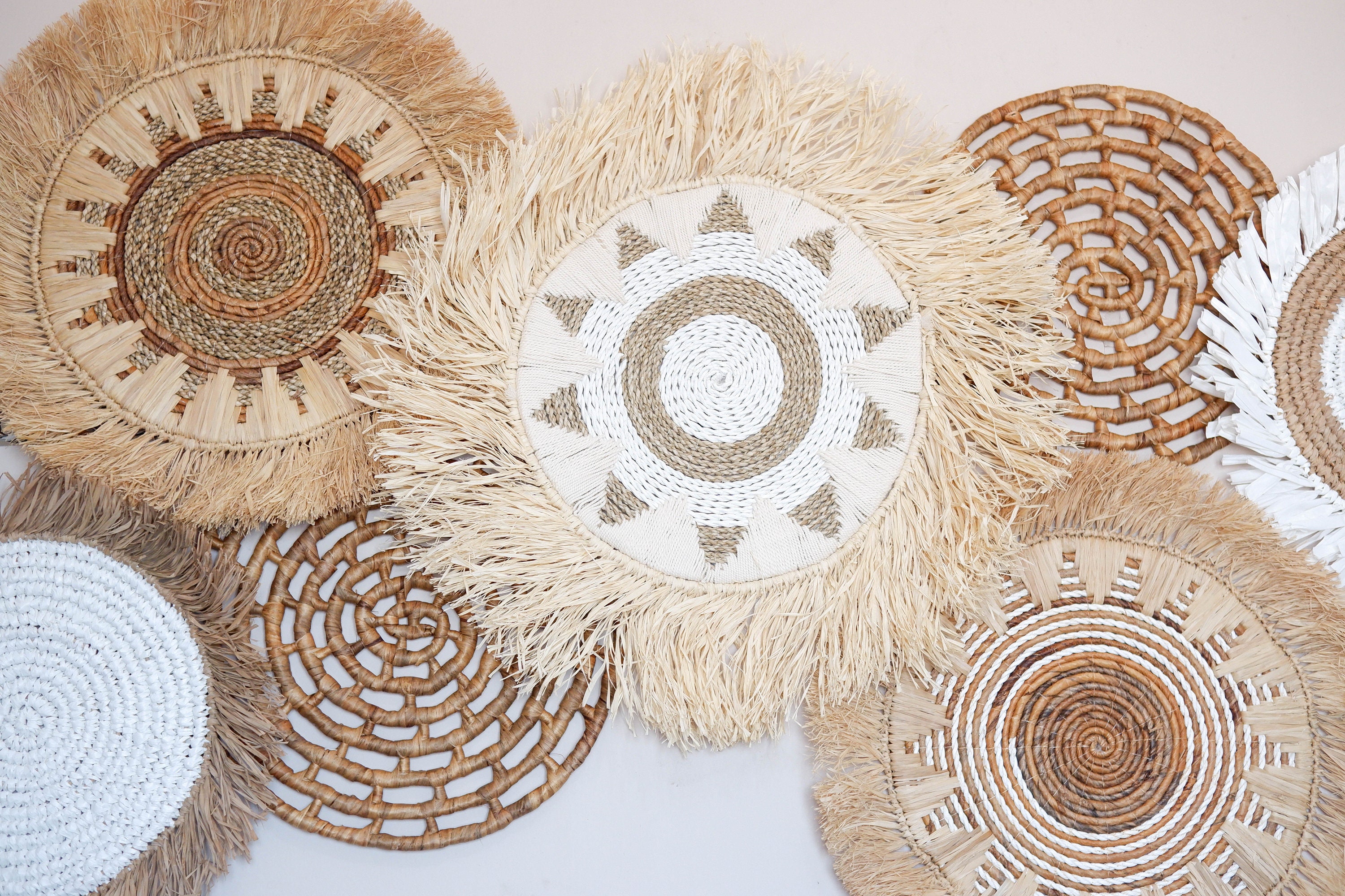 Natural Boho Basket Wall Decor Set 11, Wicker Basket Wall Decor ...