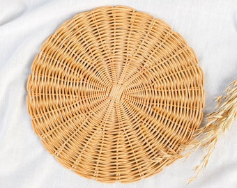 Boho Rattan Placemat, Natural Boho Rattan Placemat, Event Placemat, Rustic Wedding Placemat, Woven Rattan Wall Basket, Dining Table Decor