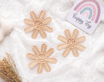 Rattan Blumen-Wand-Dekor-SET, Rattan Daisy Wand-Dekor, Boho Kinderzimmer Wand-Dekor, Daisy Mädchen Raum Dekor, Rattan Kinderzimmer Dekor, Kinder Spielzimmer