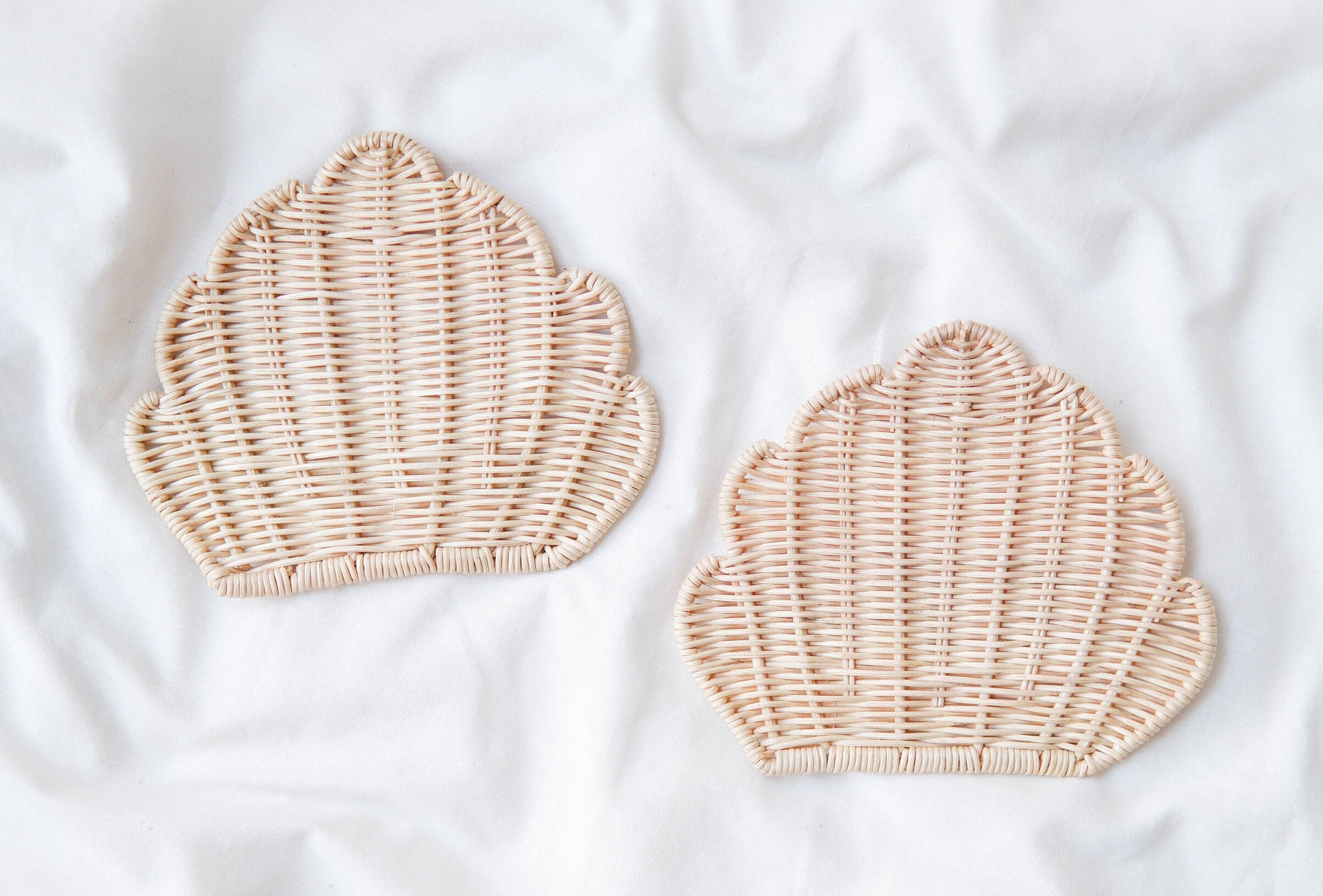 Rattan Shell Wall Decor Set of 2 Rattan Nursery Wall Decor - Etsy