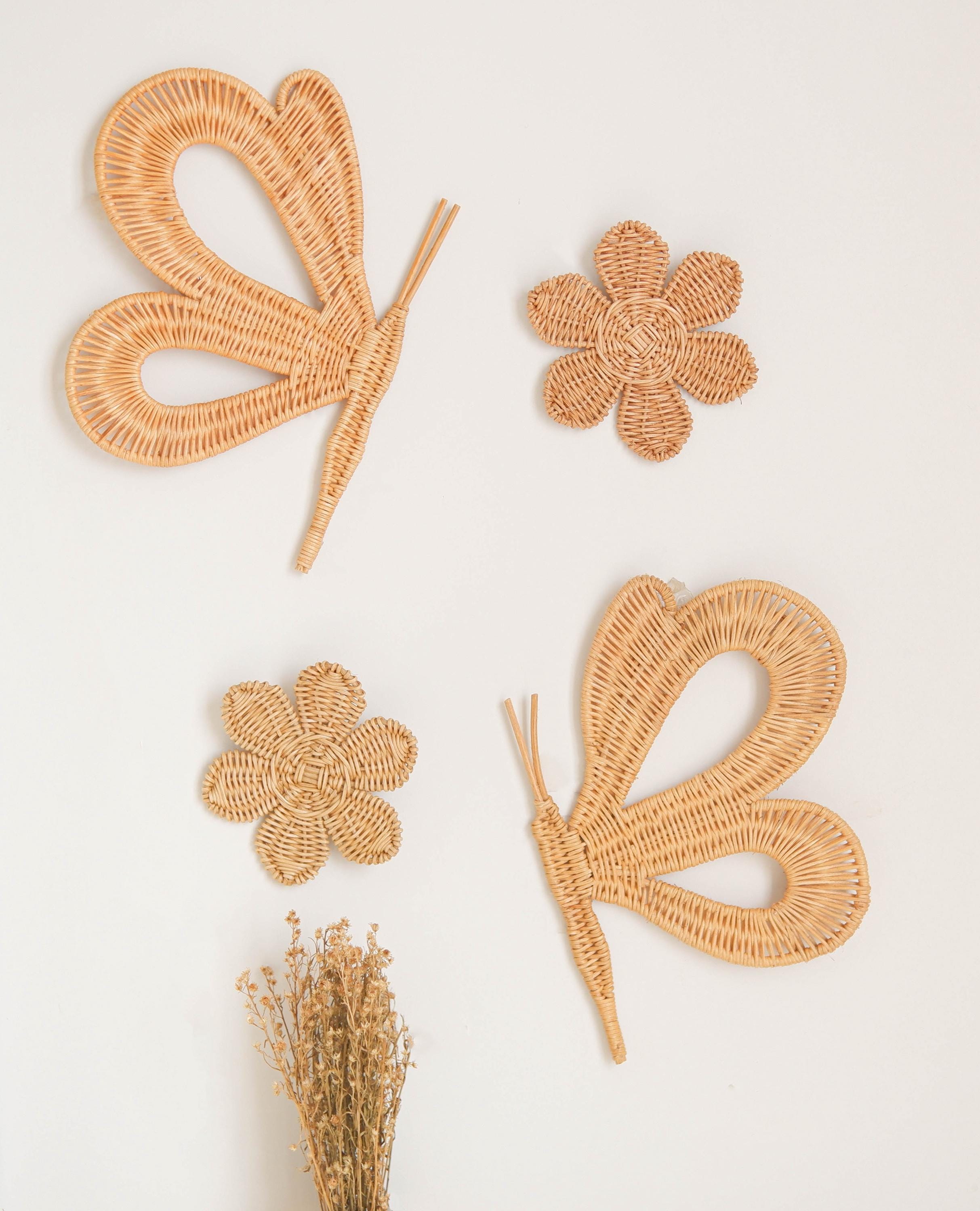 Rattan Butterfly Nursery Decor SET OF 2, Boho Nursery Wall Decor ...