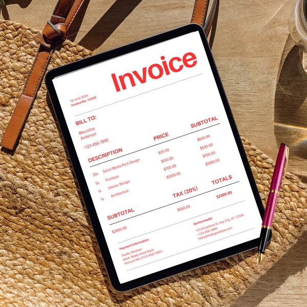 Editable Business Invoice, Template for Small Business, Printable And Editable Invoice, Invoice Template Download, Service Invoice Template.