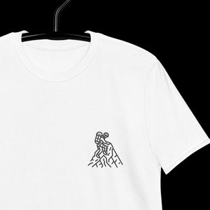 Mountaineer T-Shirt, Hiker Shirt, Mountain Climbing T-Shirt, Shirt for Extreme Sports Enthusiasts, Gift Idea for Him, Minimalist Graphic Print