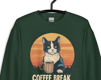 Kattröja Rolig katttröja Kaffetröja Kaffepaus-tröja Present till kollega Julklapp till kattmamma