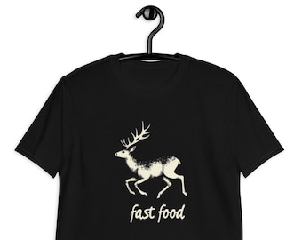 Hunting T-Shirt Men Funny Hunter Shirt Gift for Man Gift for Father Deer Motif Fast Food Shirt Gift Idea for Him