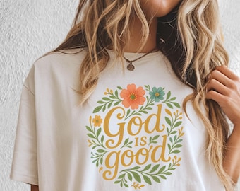 神は良い方ですTシャツ、コンフォートカラーズTシャツ、クリスチャンシャツ、クリスチャンTシャツ、クリスチャンギフト、宗教ギフト