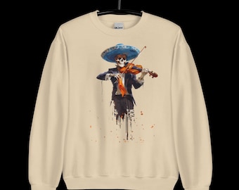 Halloween Sweatshirt Mariachi Skull Sweater Mexican Halloween Sweatshirt Motif Halloween Shirt Autumn Sweater Gift Halloween