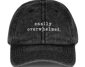 Introverted Cap Easily Overwhelmed Embroidered Vintage Basketball Cap Anti Social Club Cap Self Care Gift Girlfriend Vintage Cap Retro