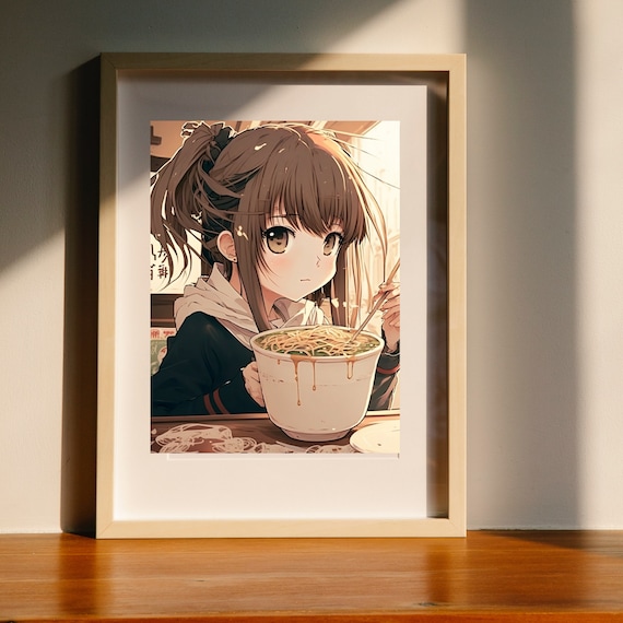 Eating Anime Girls Ramen Eating Noodles With Chopsticks in - Etsy