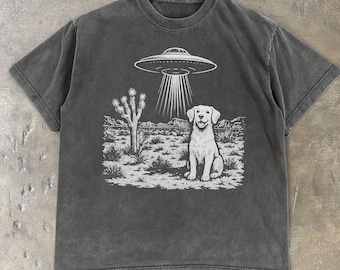Golden Retriever Shirt Comfort Colors TShirt Ufo Shirt Dog Lover Gift Y2k Shirt Oversized Shirt Vintage Retro Graphic Tee Unisex