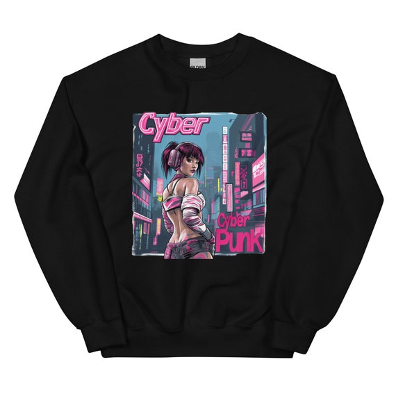 Futuristic Cyberpunk Girl in Neo Tokyo Japan Streetyle Streetwear  Pullover Sweatshirt - Main Image
