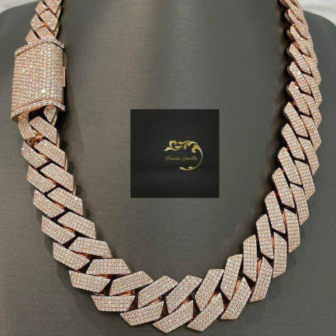20mm Miami Cuban Link Chain Vvs Moissanite Diamond Stubbed 925