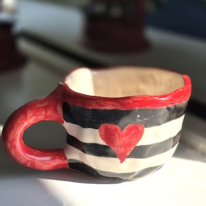 Heart To Heart Mug - Handmade ceramic  Coffee mug heart - Gift For Her - Ceramic teacup - Clay