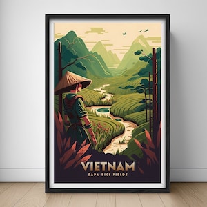 Vietnam Sapa Travel Poster,Vietnam Sapa Wall Art Print,Sapa Rice Fields,Vietnam Sapa Travel Art Poster,Printable Vietnam Wall Art Decor