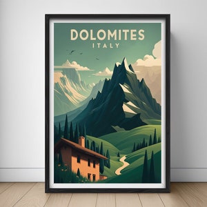 Dolomites Italy Travel Poster,Dolomites Italy Wall Art Print,Dolomites Painting,Dolomites Illustration,Printable Dolomites Watercolor Decor