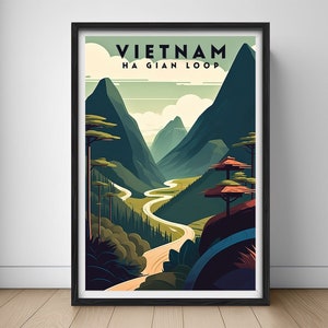 Vietnam Ha Giang Loop Travel Poster,Vietnam Wall Art Print,Vietnam,Vietnam Painting Illustration,Printable Ha Giang Loop,Vietnam Home Decor