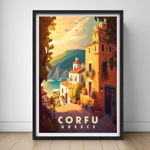 Corfu Greece Travel Poster,Corfu Greece Wall Art Print,Corfu Greece,Corfu Greece Painting Illustration,Printable Corfu Greece Home Decor