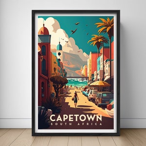 Capetown South Africa Travel Poster,Capetown South Africa Wall Art Print,Capetown Painting Illustration,Printable Capetown Watercolor Decor