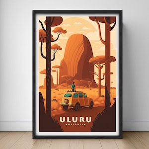 Uluru Ayers Rock Travel Poster, Uluru Australia Wall Art Print, Ayers Rock Australia Travel Art Poster, afdrukbare Australië Art Decor schilderij