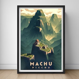 Machu Picchu Travel Poster,Machu Picchu Wall Art Print,Peru Painting,Peru Travel Art Poster,Printable Macchu Picchu Wall Art Home Decor