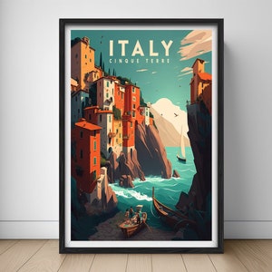 Italy Cinque Terre Travel Poster,Italy Wall Art Print,Cinque Terre Painting,Cinque Terre Illustration,Printable Italy Watercolor Home Decor