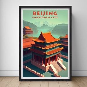 Beijing Forbidden City Travel Poster,Beijing Forbidden City Wall Art Print,China Painting Illustration,Printable Beijing Watercolor Decor