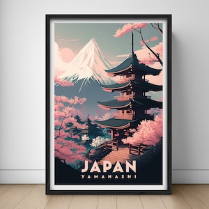 Yamanashi Japan Travel Poster,Yamanashi Japan Wall Art Print,Mt Fuji Japan Painting,Mt Fuji Japan Illustration,Printable Japan Watercolor
