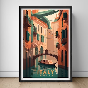 Venice Italy Travel Poster,Venice Italy Wall Art Print,Venice Italy,Rialto Bridge Gondola,Travel Art Poster,Printable Venice Italy Art Decor