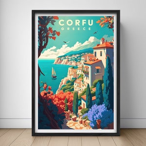 Corfu Greece Travel Poster,Corfu Greece Wall Art Print,Corfu Greece,Corfu Greece Painting Illustration,Printable Corfu Greece Home Decor