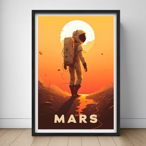 Mars Travel Poster, Mars Print, Mars Wall Art Print, Planet Mars Poster, Planet Mars Painting, Mars Illustration, Mars Watercolor,Home Decor