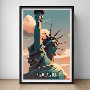 New York USA Reise Poster, New York Wand Kunst Druck, Freiheitsstatue Malerei, NYC Reise Kunst Poster, druckbare New York Wand Kunst Wohnkultur