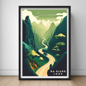Vietnam Ha Giang Loop Travel Poster,Vietnam Wall Art Print,Vietnam,Vietnam Painting Illustration,Printable Ha Giang Loop,Vietnam Home Decor