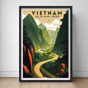 Vietnam Ha Giang Loop Travel Poster,Vietnam Wall Art Print,Vietnam,Vietnam Painting Illustration,Printable Ha Giang Loop,Vietnam Home Decor