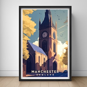 Manchester Travel Poster,Manchester Print,Manchester Wall Art Print,Manchester UK,Manchester Painting Illustration,Manchester Watercolor